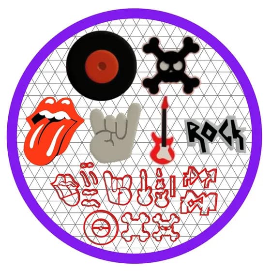 Kit Cortadores Rock And Roll Língua Guitarra Disco Mão 3cm