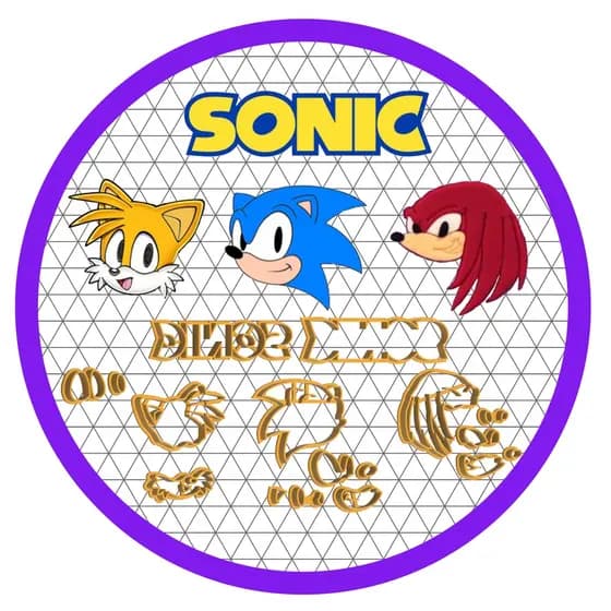 Kit Cortador Sonic + Logo Confeiteiro Pirulito Cupcake 3cm