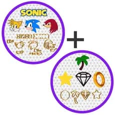 Kit Cortador Sonic + Logo + Diamante Pirulito Cupcake 5cm