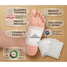 Kit 10 Adesivos Para Pés Alivio de Dores Eliminação de Odores Impurezas Toxinas Detox Natural