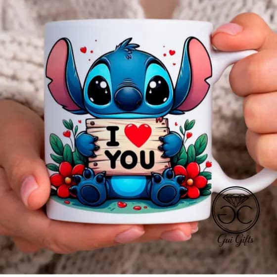 Caneca Xícara Lilo & Stitch I Love You