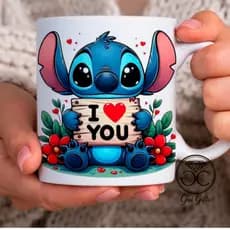 Caneca Xícara Lilo & Stitch I Love You