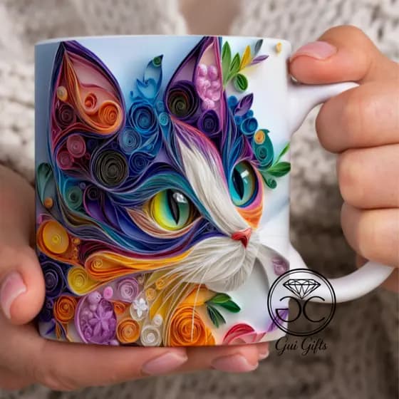Caneca Gatinho impressão realista / caneca ceramica/ caneca estilo 3d Gatinho