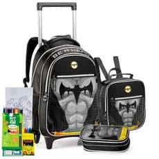 Kit Mochila Rodinha Estojo Lancheira Meninos Denlex Lancamento Reforcada Passeio Creche Personagem