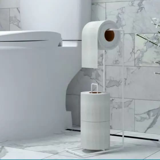 Porta Papel Higiênico de Chão 3 Rolos Aço Resistente