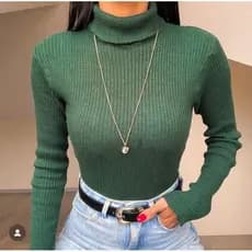 Blusa Feminina Cacharrel Tricô Básica Suéter Gola Alta Manga Longa Tricot Varias Cores Inverno Frio