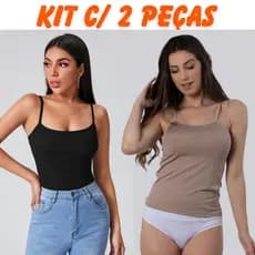 kit Com 2 Blusa Regata Básica Feminina Segunda Pele Blusinha Microfibra Modeladora Anágua Alcinha Regatinha