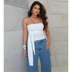 Blusa Feminina Elegante Suplex Premium Tomara que caia com Amarração Casual Trabalho Estilosa