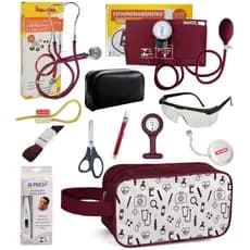 Kit Material de Enfermagem Aparelho Pressão com Estetoscópio Rappaport  Premium Completo