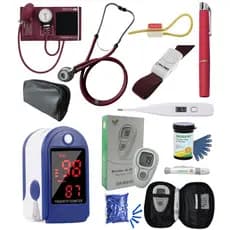 Kit Enfermagem Medicina Fisioterapia Completo Aparelho de Pressão + Estetoscópio Duplo + Oximetro