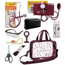 Kit Material de Enfermagem Aparelho de Pressão com Estetoscópio Duplo Rappaport Premium +  Relógio De Bolso Enfermagem