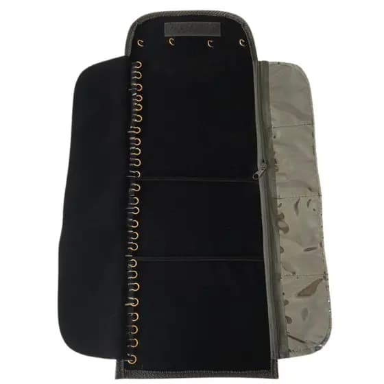 Mostruário estojo jóias 28 argolas correntes pingentes pulseira com bolsos laterais