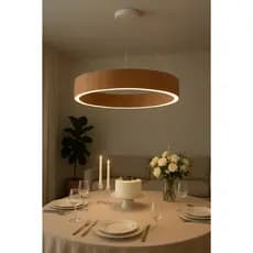 Lustre Madeira Luxo Grande Redondo Circular 57cm - ARC57 - LED Integrado