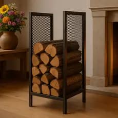 Suporte Porta Lenha Metal 40x75cm - PRETO - Organizador de lenha p/ lareira - churrasqueira - forno