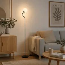 Luminária de chão Abajur Piso Chão Globo de Vidro Branco - KOMA - Design Minimalista