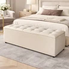 Recamier Baú Estofado Capitonê Milão 130cm para Pé Cama Casal Grande Elegante Tampa Funcional