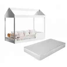 Cama Casinha Infantil com Colchão Incluso Branca Montessoriana Menina ou Menino Quarto Baby Seguro