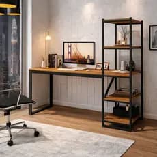 Escrivaninha Estudo Home Office Industrial Escritório Mesa Trabalho Penteadeira Prateleiras