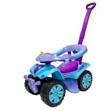 Carrinho Infantil Andador com Empurrador Volante Interativo Passeio 4 Rodas Brinquedo Criança