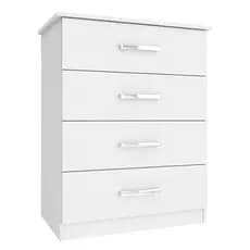 Cômoda 4 Gavetas Branca Alta Quarto Multiuso Infantil Solteiro Casal MDP Moderna Compacta Decorativa