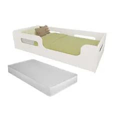 Cama Solteiro Montessoriana Com Colchão Segurança Conforto Infantil Para Quarto Criança Cor Branco