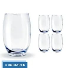 Copo Vidro 450ml Redondo BELLAGIO Jogo com 4 Transparente