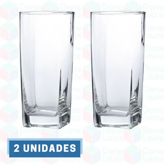 Conjunto Com 2 Copos Vidro Bali Quadrado 320ml Transparente