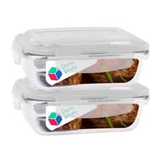 Conjunto 2 Potes Vidro Hermético Mantimentos Marmita 370ml