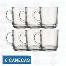 Kit 6 Canecas Transparente Vidro 250ML Café Cappuccino Chá