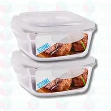 Conjunto 2 Potes Vidro 320ml Hermético 4 Travas Alimentos