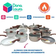 Jogo de Panelas 6 Peças Antiaderente Ceramic For Life Lecce Vanilla e Matera Cream - Com Indução