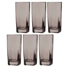 6 Copos Bali Quadrado 320ml Colorido Mesa Lindo Luxo Cinza