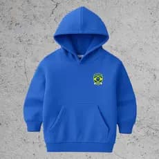 Moletom Infantil Escudo Brasil copa Colorido com Capuz Blusa Frio moleton Infantil Confortável Unissex