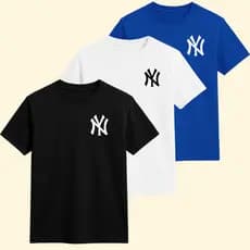 Kit 3 Camiseta Algodão Leve Confortável Presente Infantil New York Casual Várias Cores