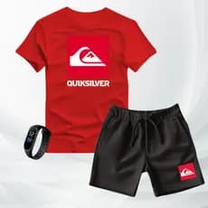 Conjunto Infantil Masculino Camiseta Manga Curta e Short Moletinho Quik Silver