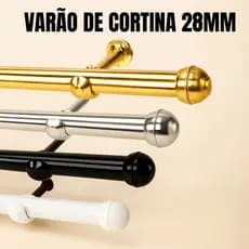 Varão De Cortina 3,00 metros 28mm Para Quarto, Escritorio ou Sala - Aço Ferro