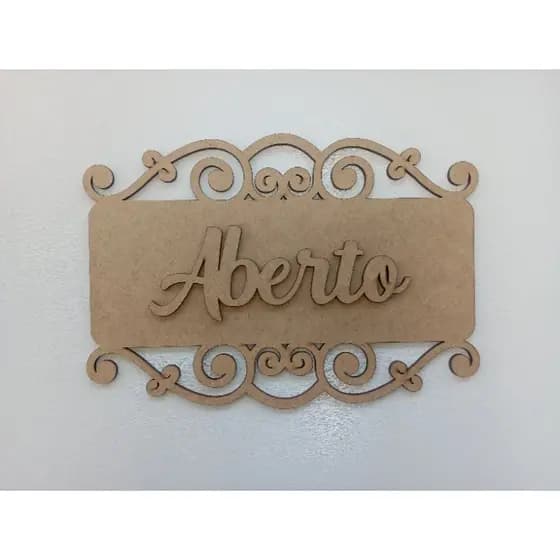Guirlanda  Retangular + Palavra 25cm x 18cm Aberto/Fechado/Volto Logo/Bem Vindo/Banheiro/Escritório/Lar Doce Lar em MDF crú artesanato decoração