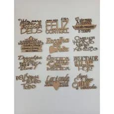 Kit 5 Aplique Frase em MDF crú para artesanato vários tamanhos decoração