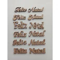 Kit 15 Aplique palavra Feliz Natal em MDF crú 3mm artesanato