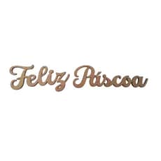 Apliques Feliz Páscoa em MDF 15 unidades para Artesanato diversos tamanhos letra cursiva