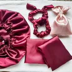 2 Fronhas 1 Touca Extra Grande Dupla Face 2 xuxinhas scrunchie Cetim \ Anti Frizz Fru Fru Jumbo Prendedor de cabelo Hidratação Umectação Black Power Box Braids