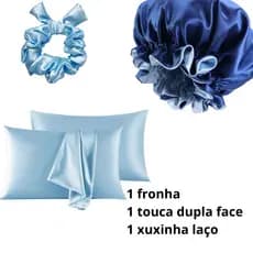 Fronha de cetim  + Touca de cetim + Scrunhie xuxinha Anti frizz, anti queda, hidratação, umectação, cabelos