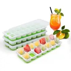Kit 4 Formas De Gelo Cubo Com Tampa Rígida E Fundo Silicone