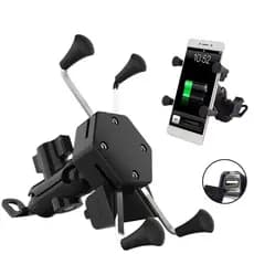Suporte Garra De Celular Para Motos Com Elástico de Proteção E Carregador USB Conectado a Bateria