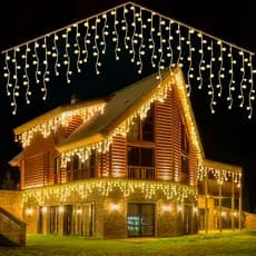 Cascata 400 Leds Decoração Natal Enfeites Natalinos 10m 8 Funções Luz Branco E Quente Fria 110V 220V