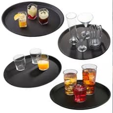 Kit Bandejas Redondas Garçom Profissional Antiderrapante 40cm Resistente Bar Restaurante