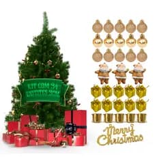 Kit 34 Enfeites Natalinos Decoração Festão Arvore de Natal Guirlanda Premium