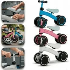 Bicicleta de Equilíbrio Bike Infantil 4 Rodas Suporta 20kg Azul Rosa Branco