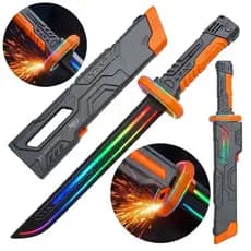 Espada Katana Com Led Rgb 44cm ou 80cm Lança Faísca Ao Abrir Efeitos Sonoros Sabre Com Faísca