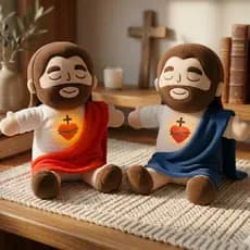 Pelúcia Jesus que Respira com Luz no Peito Boneco Religioso Calmante Acalma Ansiedade Ao Dormir